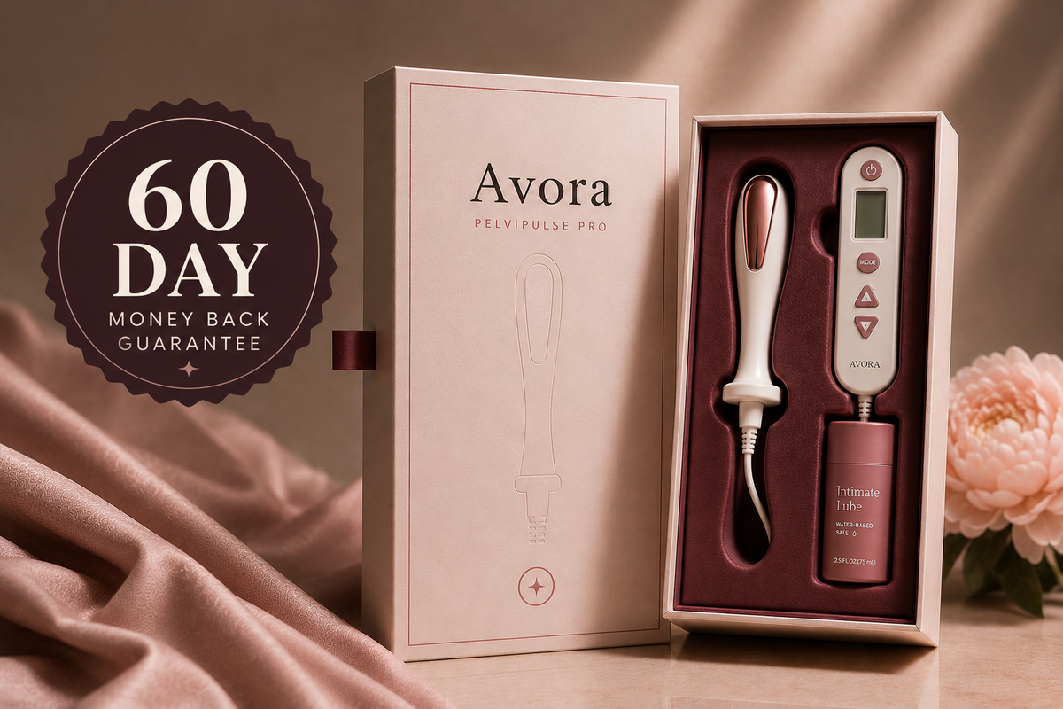 AVORA PelviPulse Pro box with 60-day money back guarantee badge